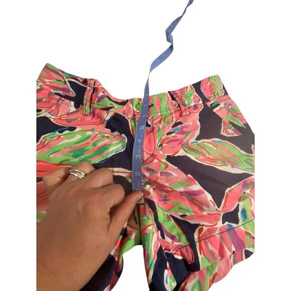 Lilly Pulitzer Shorts Womens Size 0 Navy Blue Pink Green Callahan Vais Print - Picture 14 of 16